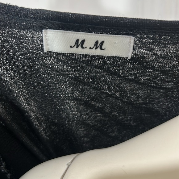 BLACK RUCHED TUNIC MINI DRESS WITH POCKETS ELEGANT CHIC - Picture 7 of 7